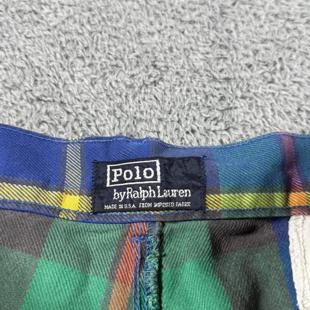 VTG Polo Ralph Lauren Double Pleated Shorts Mens 34 MultiColor Tyler USA Made